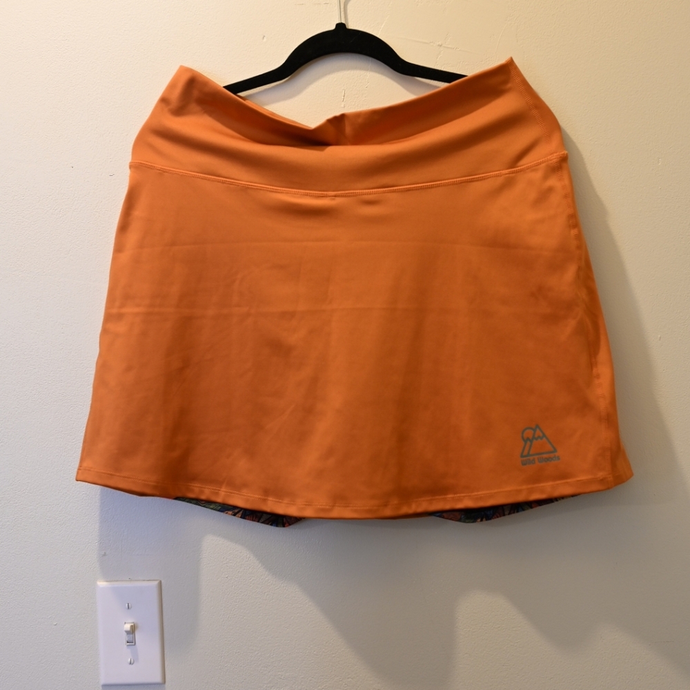 Wild Woods Orange Colorful Athlesure Skort Activewear Hiking Pickleball Tennis